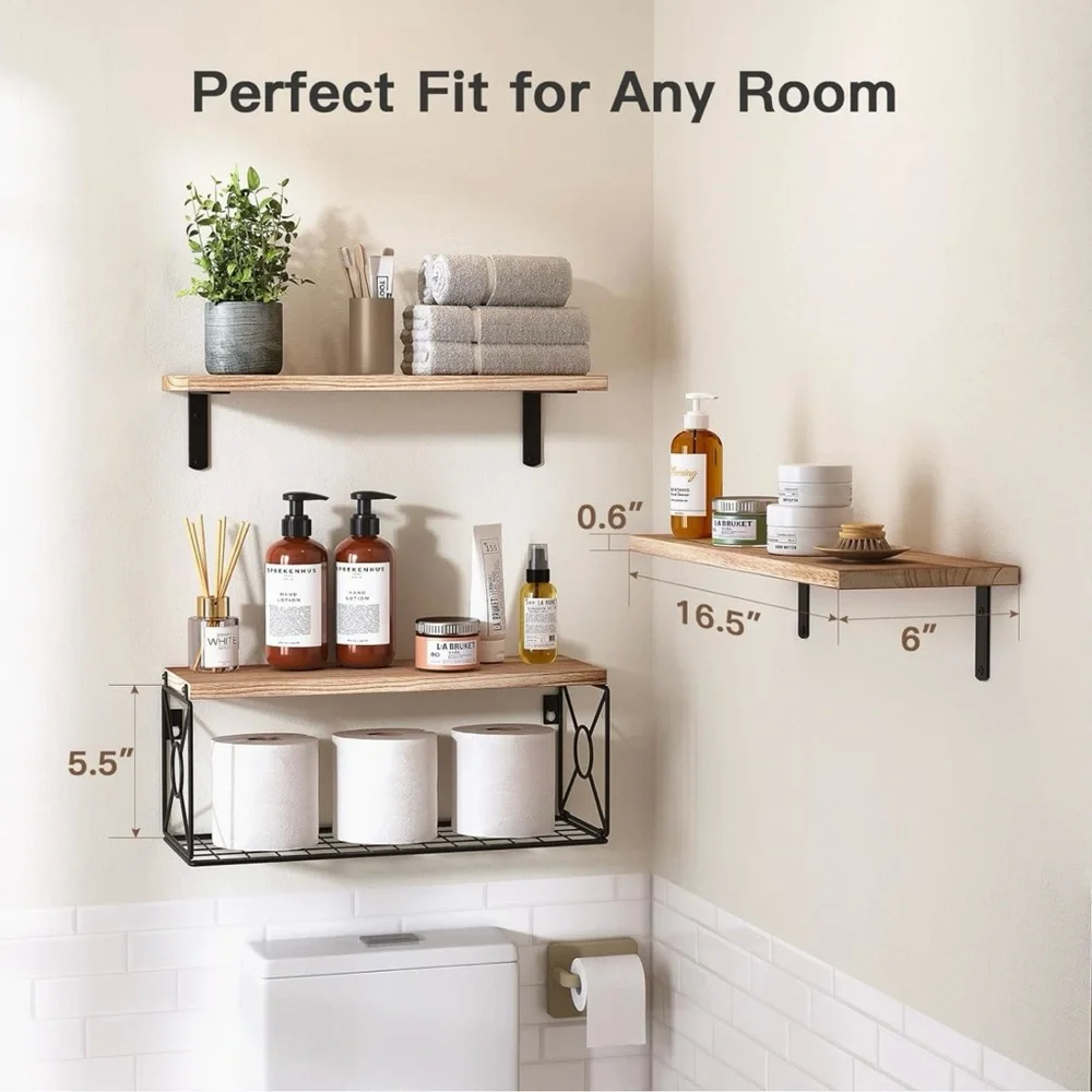 Modern Wooden Bathroom Shelf Set